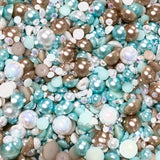 2-10mm Mixed Pearls and Rhinestones Resin Round Flat Back Loose Pearls #43 - 2000pcs