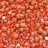 2-10mm Coral AB Resin Round Flat Back Loose Pearls - 1000pcs