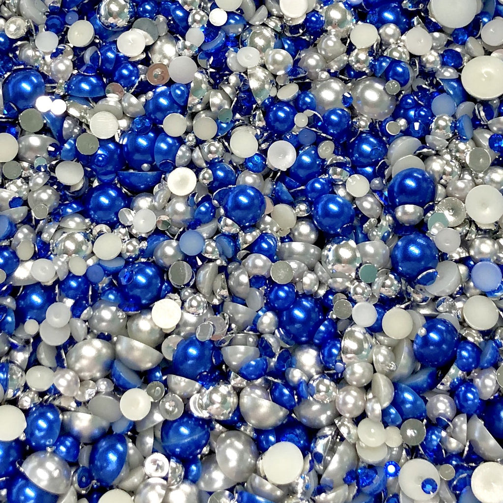 2-10mm Mixed Pearls and Rhinestones Resin Round Flat Back Loose Pearls #46 - 2000pcs