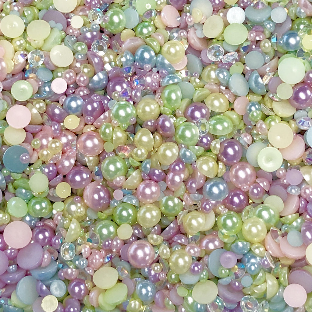 2-10mm Mixed Pearls and Rhinestones Resin Round Flat Back Loose Pearls #50 - 2000pcs