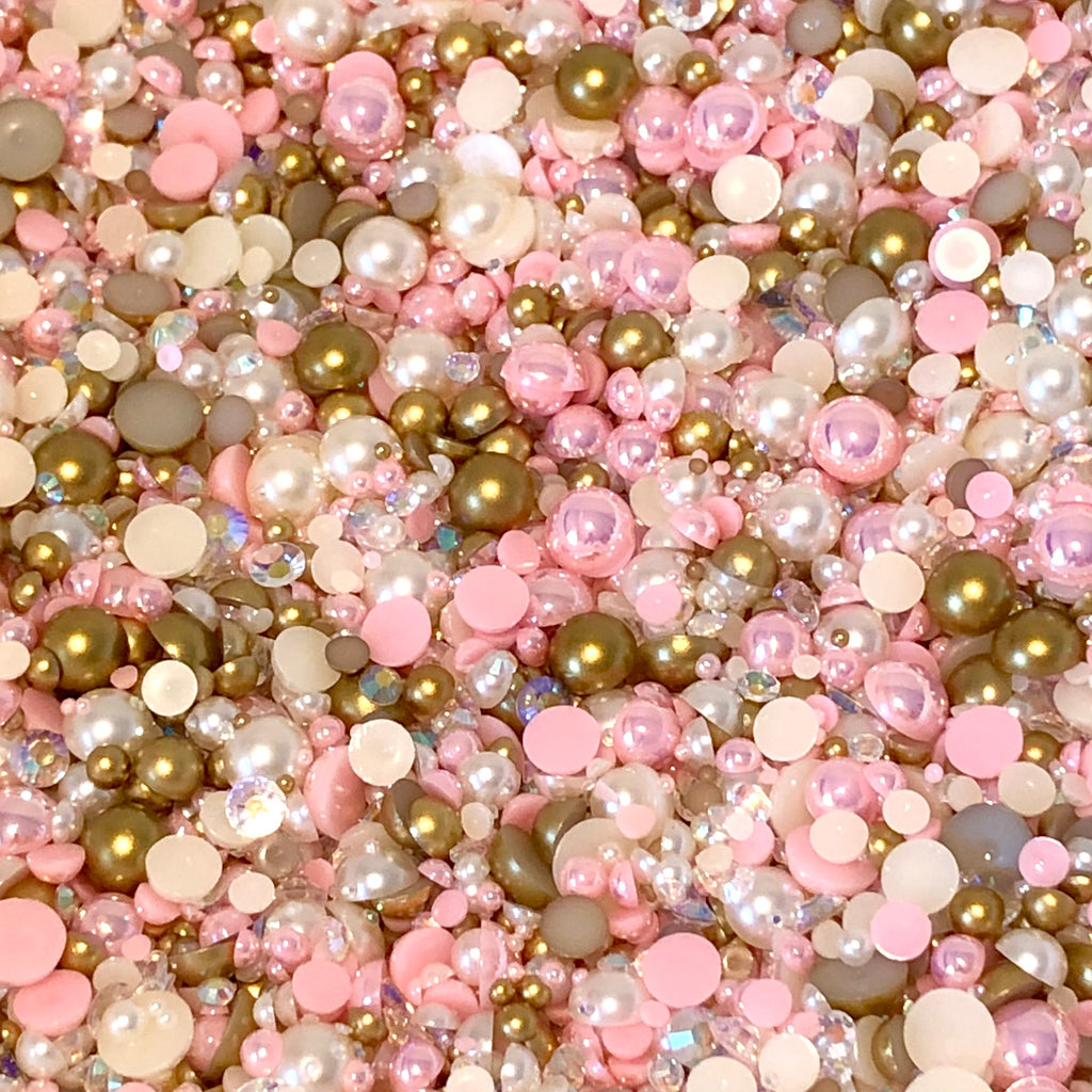 2-10mm Mixed Pearls and Rhinestones Resin Round Flat Back Loose Pearls #81 - 2000pcs