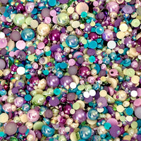 2-10mm Mixed Pearls and Rhinestones Resin Round Flat Back Loose Pearls #82 - 2000pcs