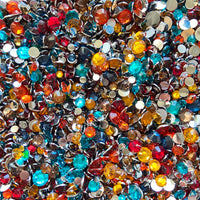 2-6mm Mixed Fall 1 Red, Navy, Orange, Aqua, Coffee Round Flat Back Loose Rhinestones #42 - 5000pcs