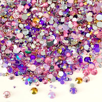 2-6mm Mixed Pink, Purple, Gold Resin Jelly Round Flat Back Loose Rhinestones #15 - 5000pcs
