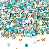 2-6mm Mixed Aqua, Gold White Jelly Round Flat Back Loose Rhinestones #14 - 5000pcs