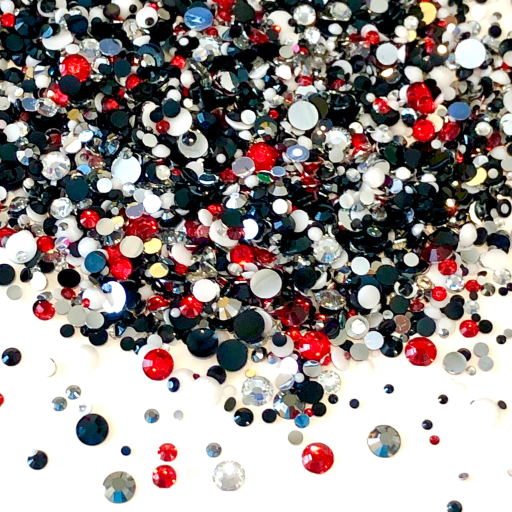 2-6mm Mixed Black Red White Resin Jelly Round Flat Back Loose Rhinestones #13 - 5000pcs