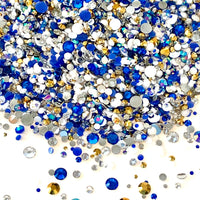 2-6mm Mixed Sapphire Blue White Gold Resin Jelly Round Flat Back Loose Rhinestones #12 - 5000pcs
