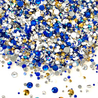 2-6mm Mixed Sapphire Blue White Gold Resin Jelly Round Flat Back Loose Rhinestones #12 - 5000pcs