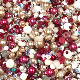 2-10mm Mixed Pearls and Rhinestones Resin Round Flat Back Loose Pearls #84 - 2000pcs