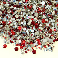 2-6mm Mixed Red, Clear, Silver Resin Jelly Round Flat Back Loose Rhinestones #19 - 5000pcs