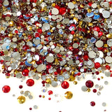 2-6mm Mixed Red, Clear, Gold Resin Jelly Round Flat Back Loose Rhinestones #18 - 5000pcs