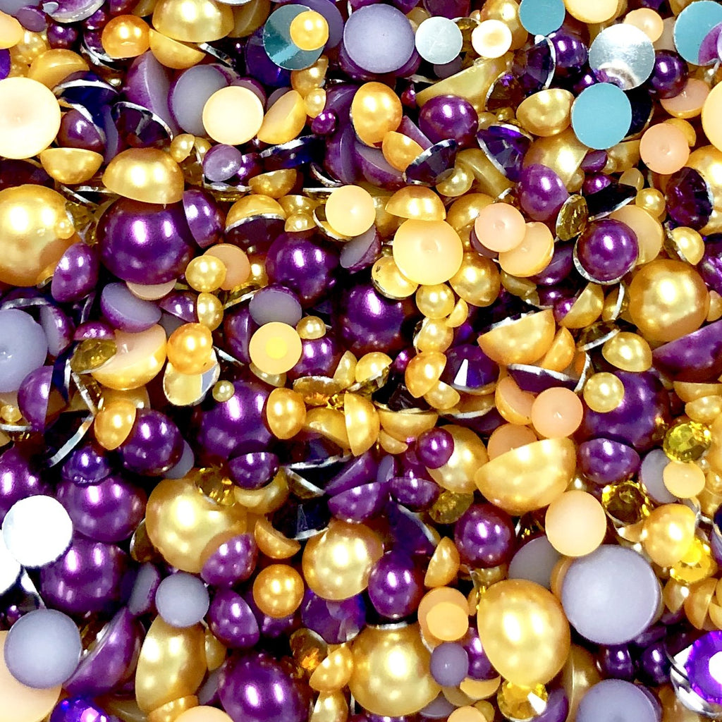 2-10mm Mixed Pearls and Rhinestones Resin Round Flat Back Loose Pearls #52 - 2000pcs