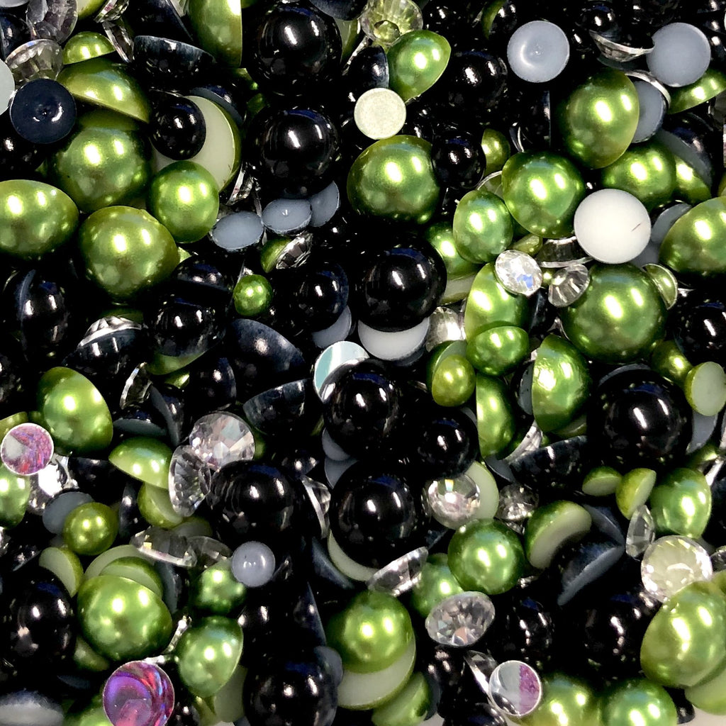 2-10mm Mixed Pearls and Rhinestones Resin Round Flat Back Loose Pearls #56 - 2000pcs