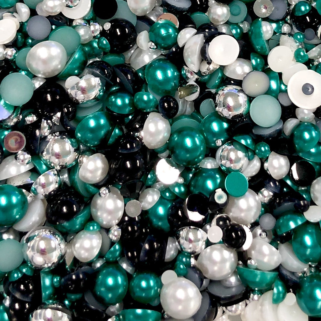 2-10mm Mixed Pearls and Rhinestones Resin Round Flat Back Loose Pearls #57 - 2000pcs