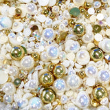 2-10mm Mixed Pearls and Rhinestones Resin Round Flat Back Loose Pearls #58 - 2000pcs