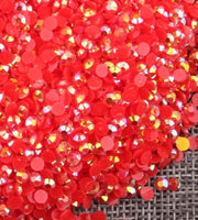 2mm Siam Red AB Jelly Round Flat Back Loose Rhinestones Non Hotfix