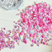 2-10mm Mixed Pearls & Rhinestones Round Flat Back Loose Pearls #119 - 2000pcs