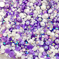 2-10mm Mixed Pearls & Rhinestones Round Flat Back Loose Pearls #121 - 2000pcs