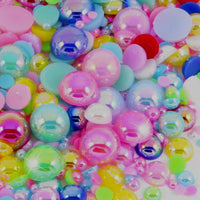 2-10mm Mixed Assorted AB Flatback Half Round Pearls - 30 grams / 500 pieces - Loose, Bling, Nail Art, Decoden TDK-P061 - TheDecoKraft