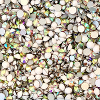 SS6-SS20/2-5mm White, Crystal AB, Silver Glass Round Flat Back Rhinestones Mixed Set #3 - 1000pcs