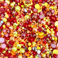 2-10mm Mixed Pearls and Rhinestones Resin Round Flat Back Loose Pearls #90 - 2000pcs