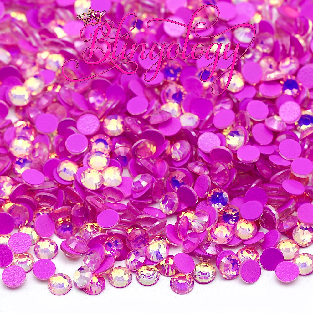 Purple Opal Luminous Glass Round Flat Back Loose Rhinestones