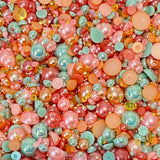 2-10mm Mixed Pearls and Rhinestones Resin Round Flat Back Loose Pearls #92 - 2000pcs