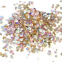 SS6-SS20/2-5mm Pink AB, Gold Champagne, Clear AB Transparent Glass Round Flat Back Rhinestones Mixed Set #2 - 1000pcs