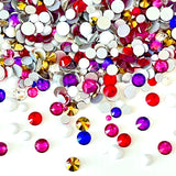 SS6-SS20/2-5mm Valentine Fuchsia, Siam, Purple, Gold Glass Round Flat Back Rhinestones Mixed Set #9 - 1000pcs