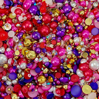 2-10mm Valentine's 2021 Mixed Pearls and Rhinestones Resin Round Flat Back Loose Pearls #95 - 2000pcs