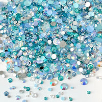 2-6mm Mixed Aqua, Light Sapphire, Clear AB Jelly Resin Round Flat Back Loose Rhinestones #20 - 5000pcs