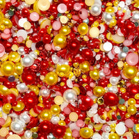 2-10mm Mixed Pearls & Rhinestones Round Flat Back Loose Pearls #125 - 2000pcs