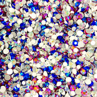 SS6-SS20/2-5mm Siam Red AB , White, Blue AB Glass Round Flat Back Rhinestones Mixed Set #17 - 1000pcs