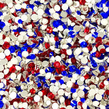 SS6-SS20/2-5mm Siam Red, White, Blue Glass Round Flat Back Rhinestones Mixed Set #16 - 1000pcs