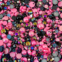 2-10mm Mixed Pearls and Rhinestones Resin Round Flat Back Loose Pearls #99 - 2000pcs