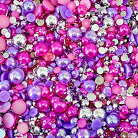 2-10mm Mixed Pearls and Rhinestones Resin Round Flat Back Loose Pearls #100 - 2000pcs