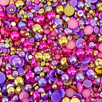 2-10mm Mixed Pearls and Rhinestones Resin Round Flat Back Loose Pearls #101 - 2000pcs