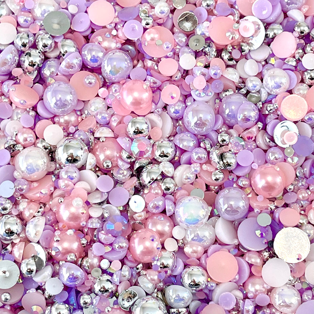 2-10mm Mixed Pearls and Rhinestones Resin Round Flat Back Loose Pearls #104 - 2000pcs