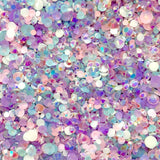 2-6mm Mixed Purple, Aqua, White, Light Pink Jelly Round Flat Back Loose Rhinestones #60 - 5000pcs