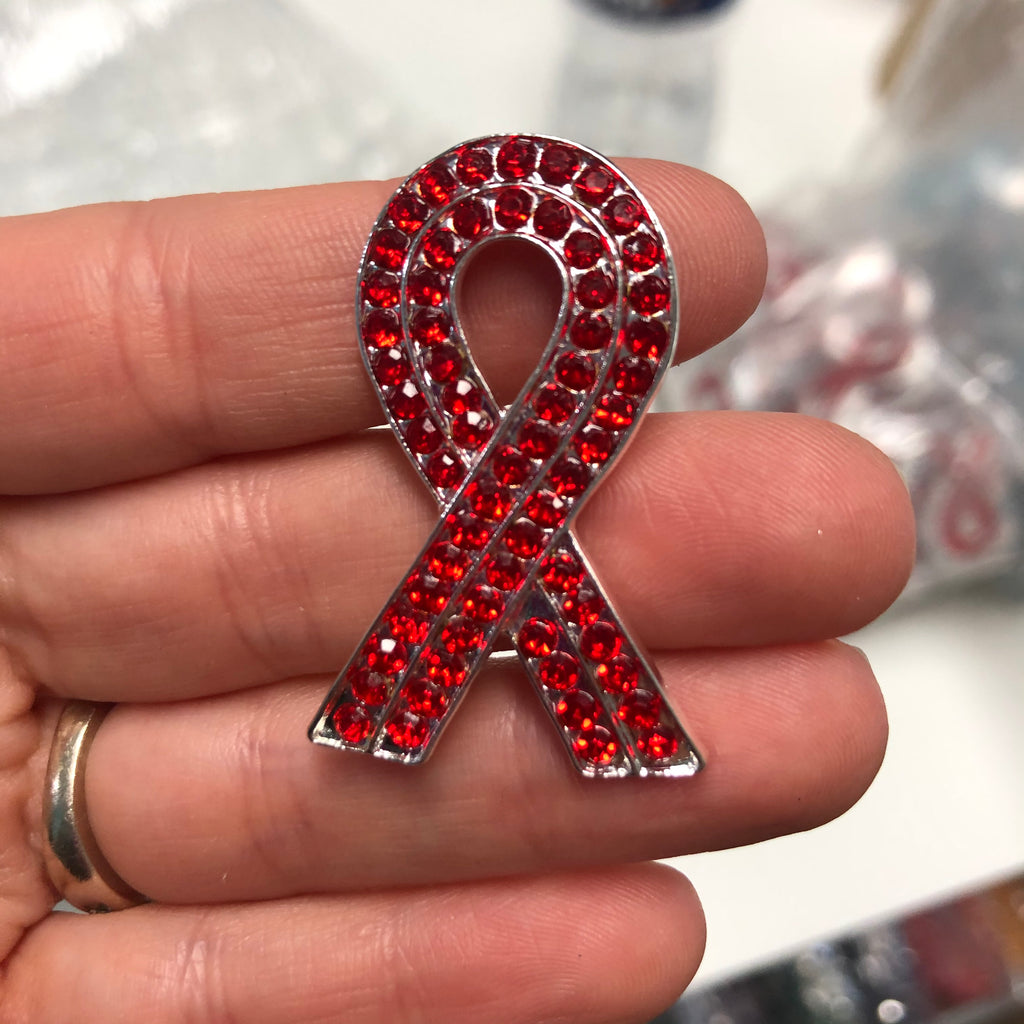 Red Awareness Ribbon Alloy Charm