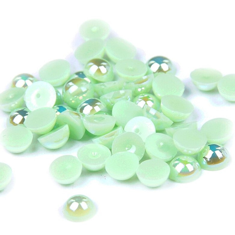 2-10mm Light Green AB Resin Round Flat Back Loose Pearls - 1000pcs