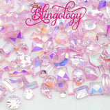 Mixed Shape Resin Rhinestones Light Pink AB Transparent Rhinestones, Heart, Round, Star, Moon, Diamond Flat Back Loose Rhinestones - 500pcs