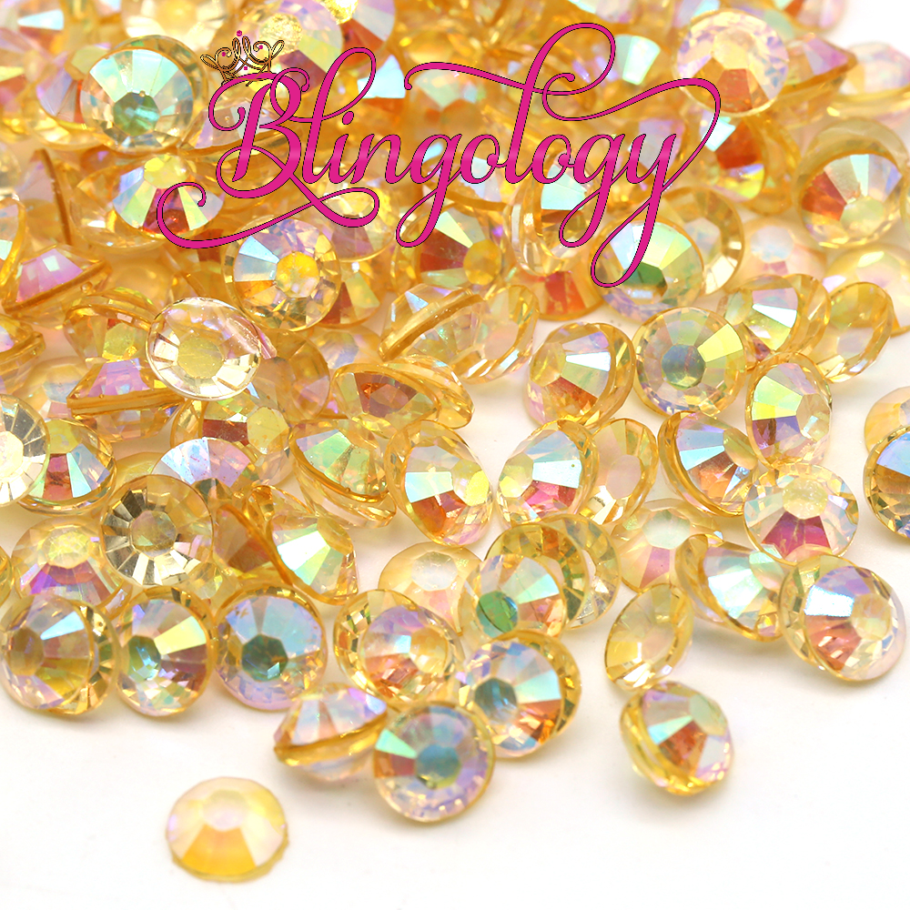 WCE - 2 to 6mm Light Topaz AB Transparent Jelly Round Flat Back Loose Rhinestones