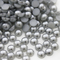 9mm Light Gray Resin Round Flat Back Loose Pearls - 500pcs