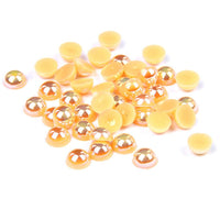 8mm Light Orange AB Resin Round Flat Back Loose Pearls - 500pcs