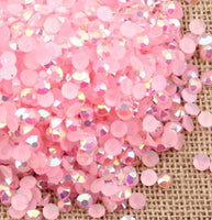 2mm Light Pink AB Jelly Round Flat Back Loose Rhinestones Non Hotfix