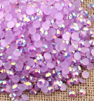 6mm Light Amethyst Purple AB Jelly Resin Round Flat Back Loose Rhinestones