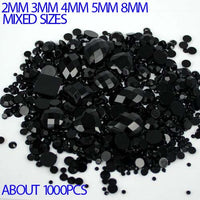 1,000pcs Black Onyx Mixed Shape Flatback Acrylic Rhinestones - Decoden, DIY Phone Case, Crystals, Nail Art - TheDecoKraft