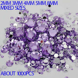 1,000pcs Purple Mixed Shape Flatback Acrylic Rhinestones - Decoden, DIY Phone Case, Crystals, Nail Art - TheDecoKraft
