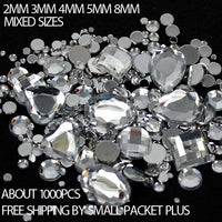 1,000pcs Crystal Clear Mixed Shape Flatback Acrylic Rhinestones - Decoden, DIY Phone Case, Crystals, Nail Art - TheDecoKraft